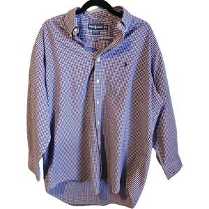 Ralph Lauren Purple Yarmouth Men’s Sz 17 Checkered Button Dress Shirt Oxford